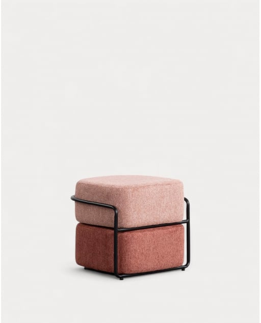 Pouf Rectangulaire avec Coussin Amovible en Tissu Elin
