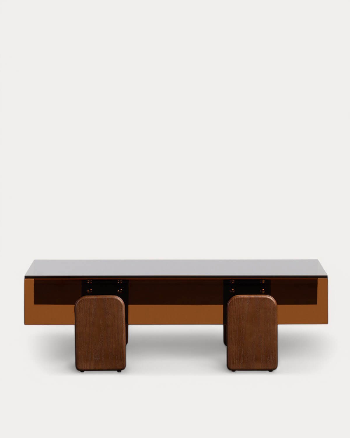 Table Basse Rectangulaire en Verre Courbée et Bois (120x60 cm) Clery, image de la gelerie 5