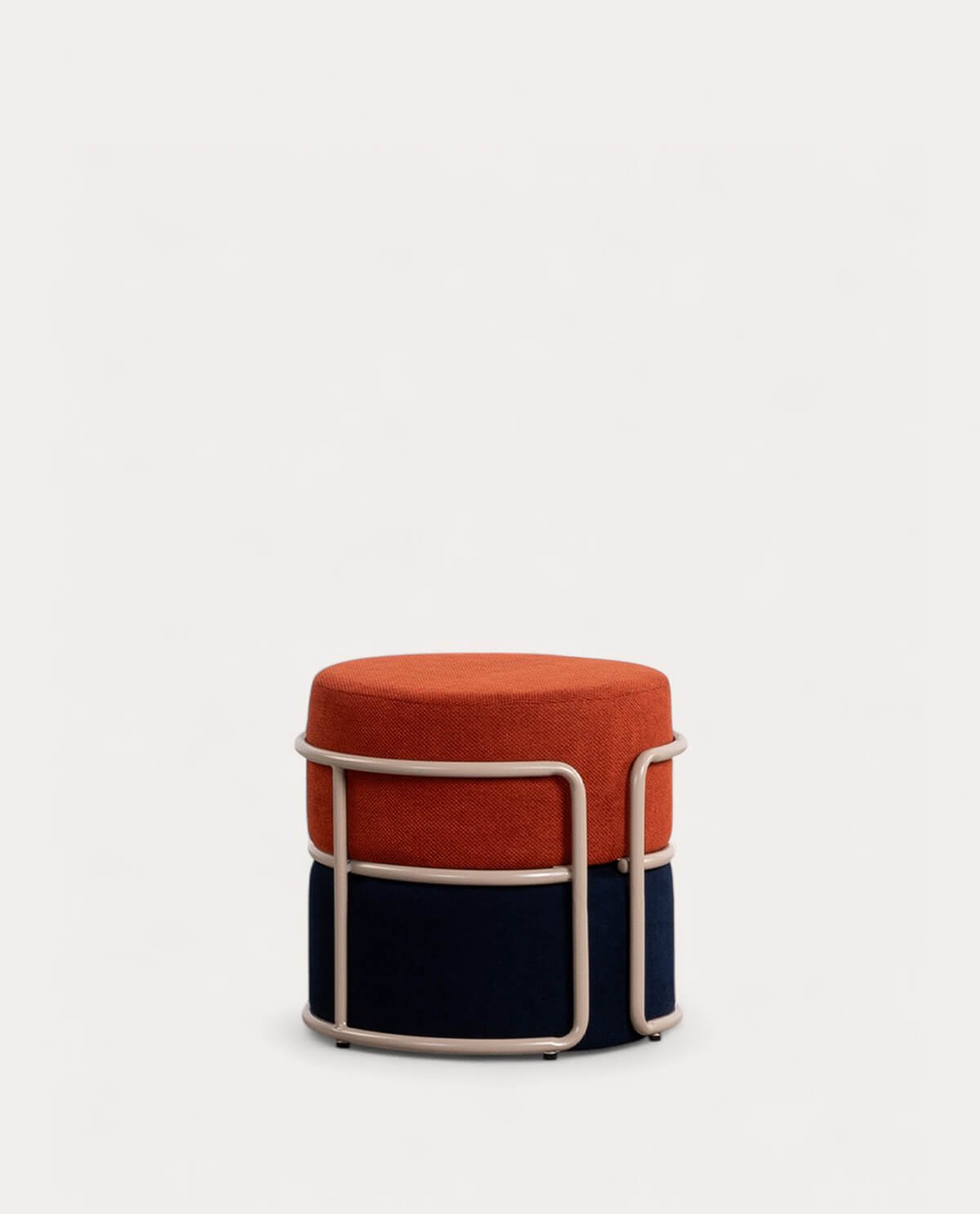 Pouf Rond avec Coussin Amovible en Tissu Aixa, image de la gelerie 1
