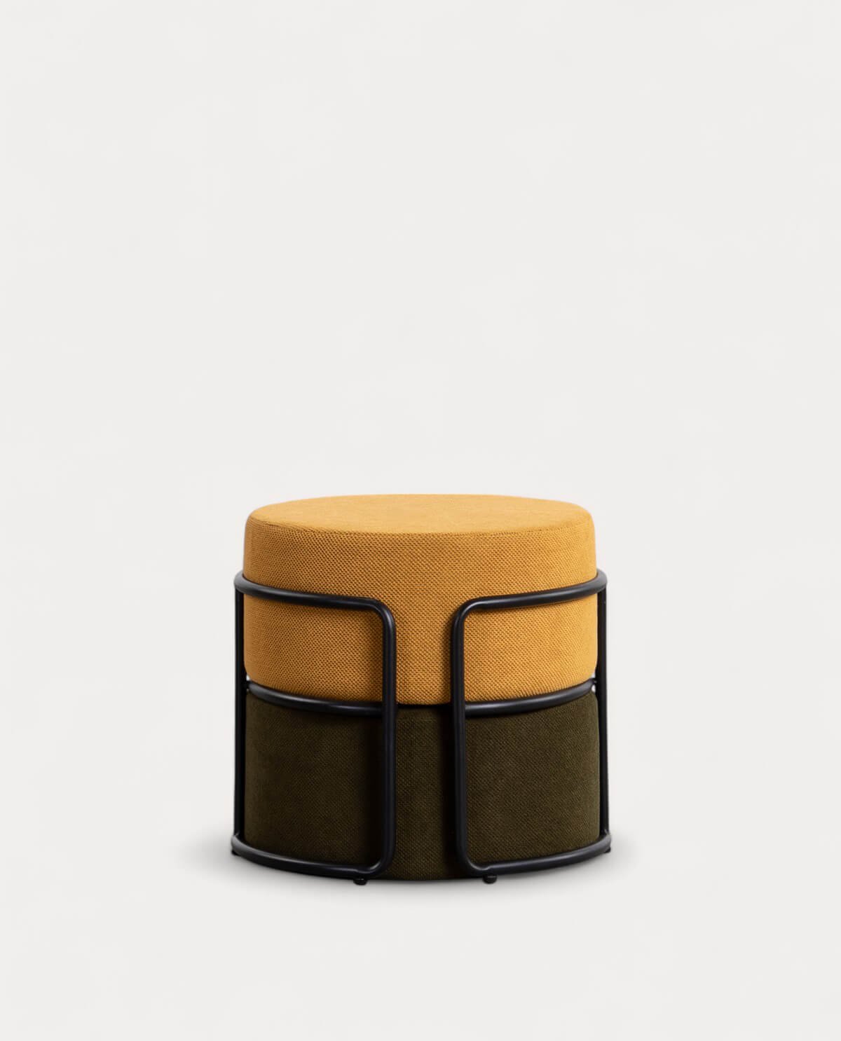 Pouf Rond avec Coussin Amovible en Tissu Aixa, image de la gelerie 3