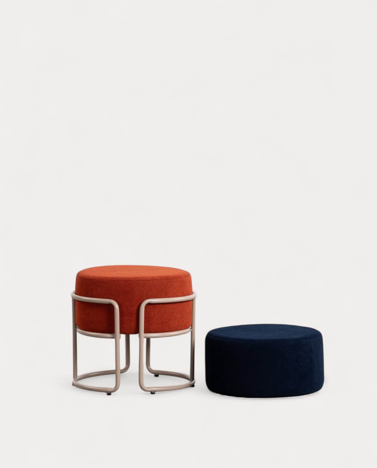 Pouf Rond avec Coussin Amovible en Tissu Aixa, image de la gelerie 3