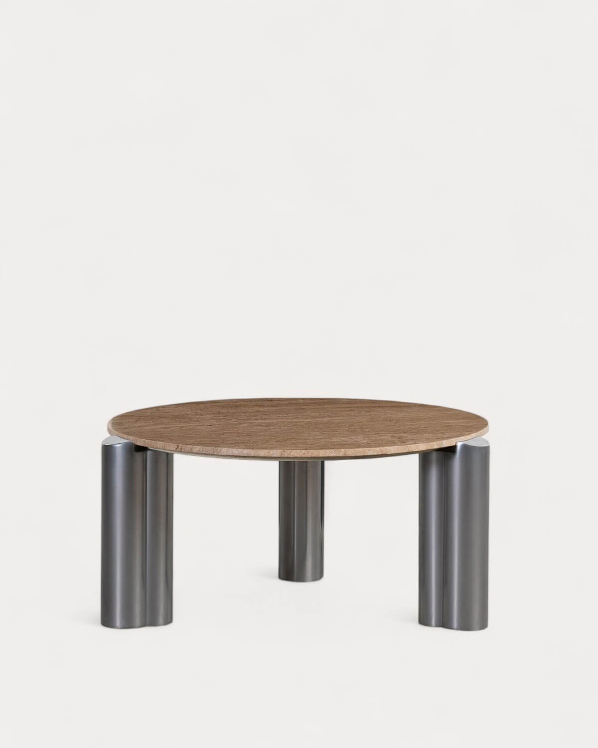 Table Basse Ronde avec Plateau en Marbre Travertin (Ø85 cm) Ethel, image de la gelerie 2