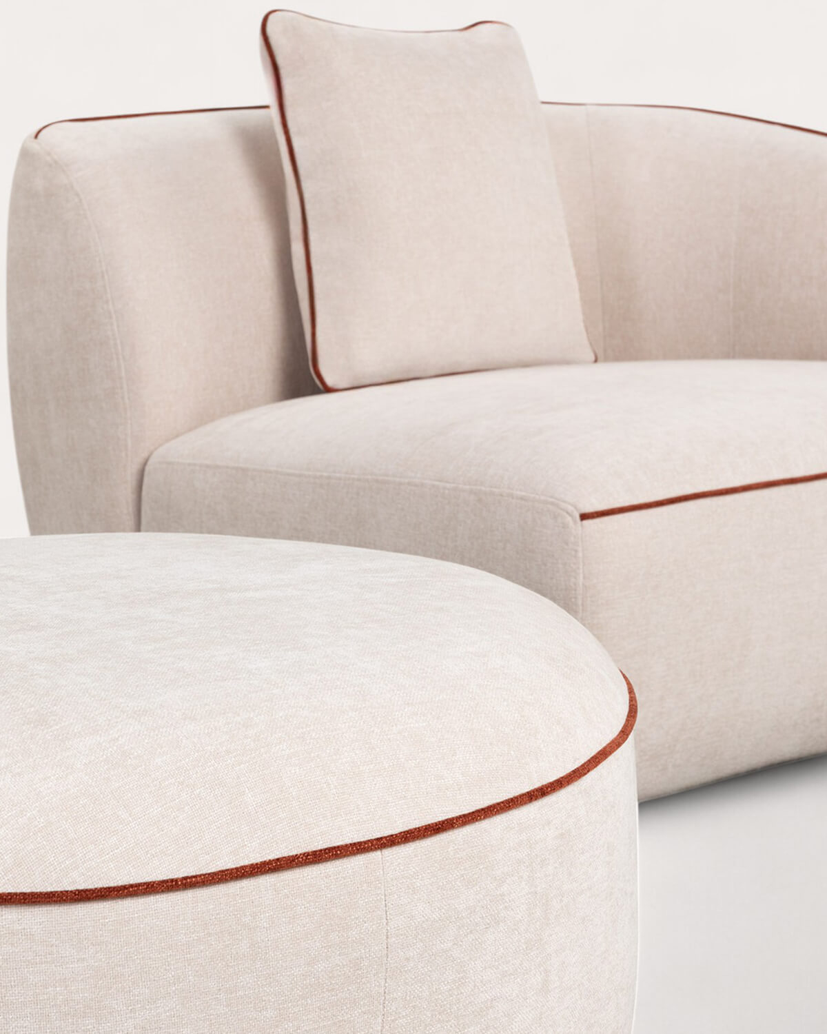 Fauteuil D'Angle avec Pouf Rond en Tissu Ilham , image de la gelerie 7