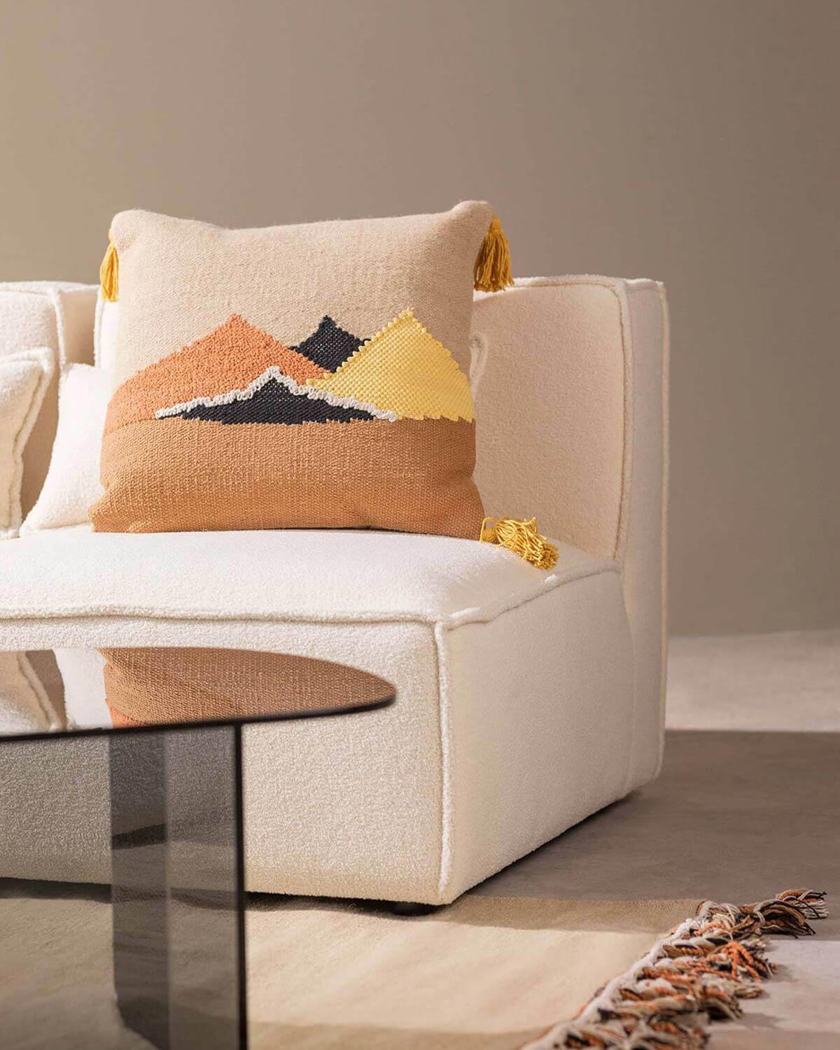 Fauteuil Modulable avec Pouf en Tissu Bouclé Kilhe, image de la gelerie 2