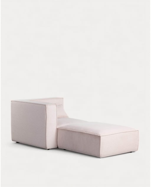 Fauteuil d'Angle Modulaire avec Pouf en Velours Côtelé Épais Kilhe