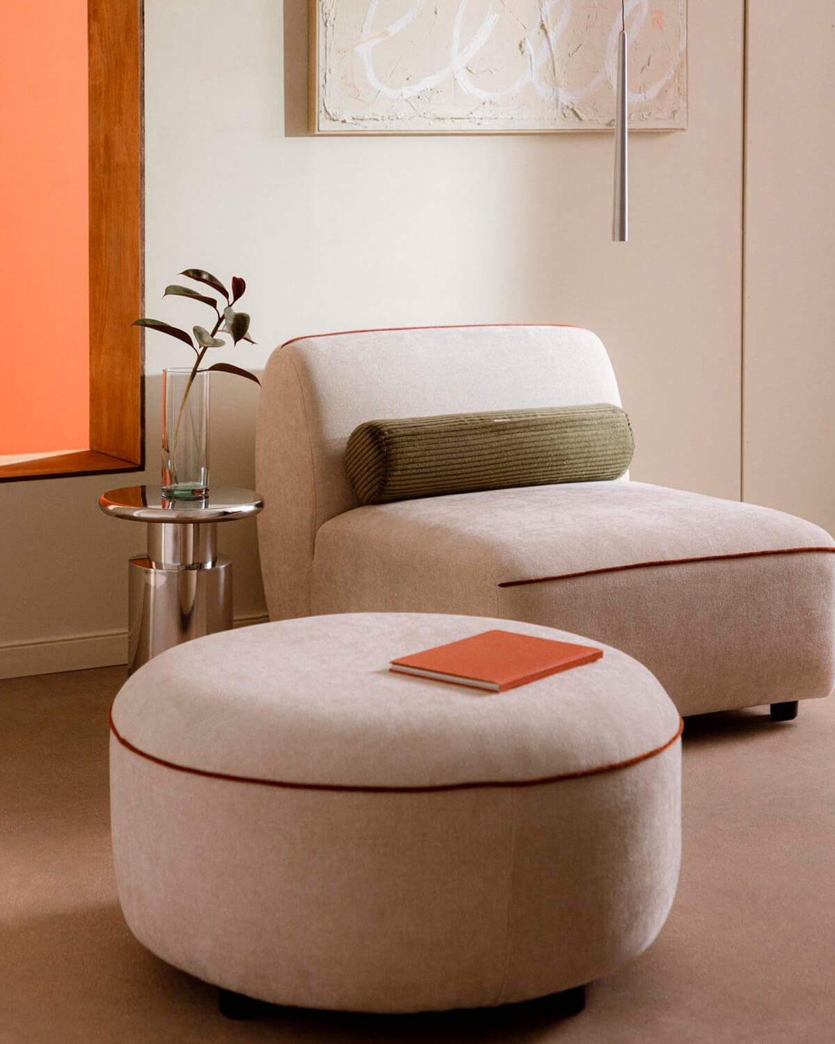 Fauteuil Modulable avec Pouf Rond en Tissu Ilham , image de la gelerie 2