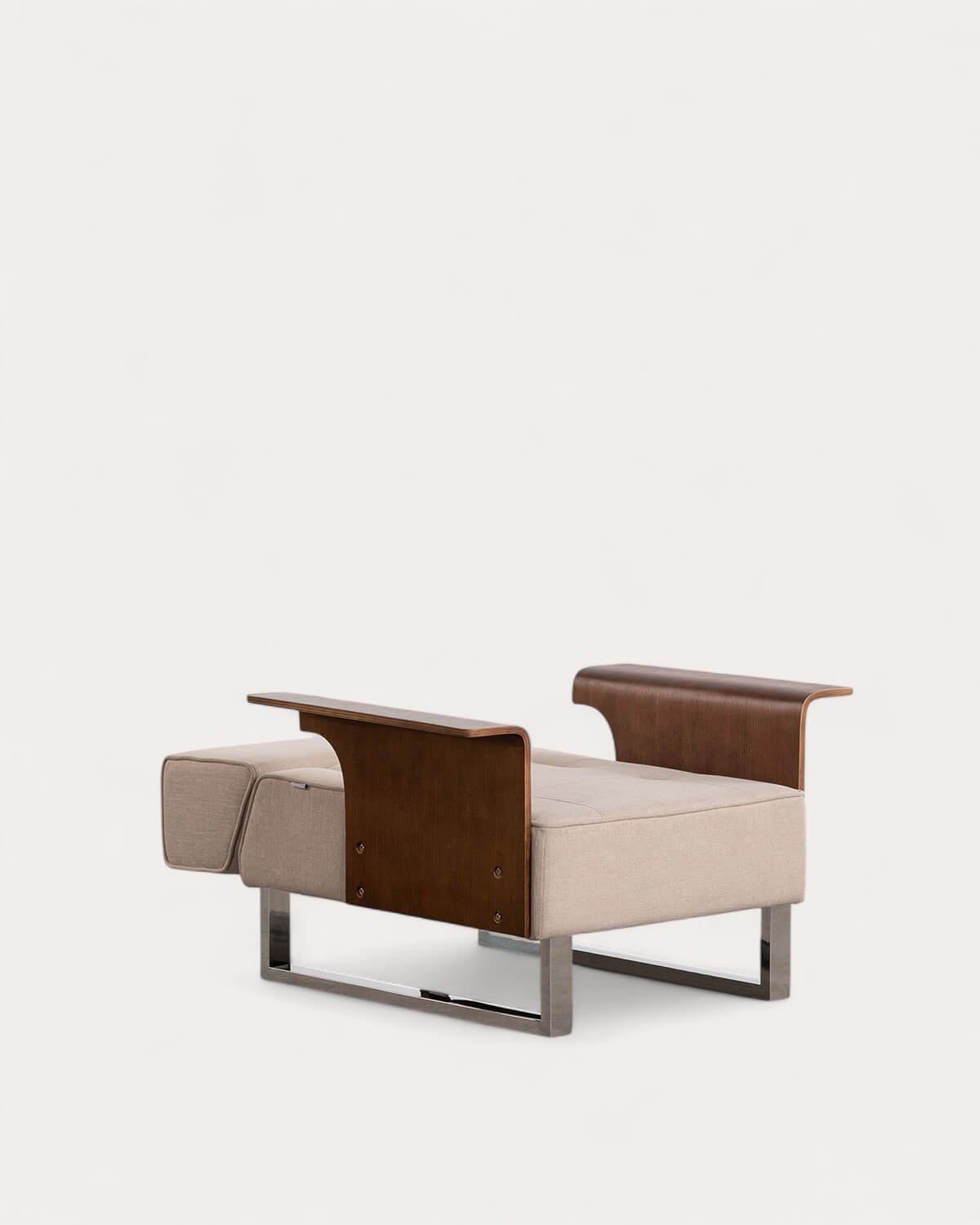 Pack 2 Fauteuils Inclinables avec Accoudoirs en Bois et Tissu 70S, image de la gelerie 5