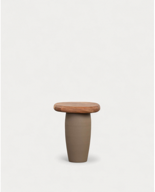 Table d'Appoint ovale en Bois d'Acacia et Métal (40,5x38 cm) Tricia