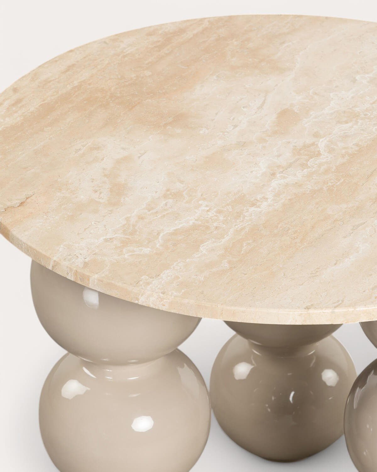 Table d'Appoint Ronde en Marbre Travertin et Métal (Ø60 cm) Mousa, image de la gelerie 7