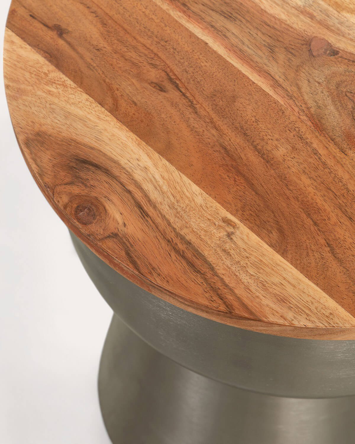 Table d'Appoint Ronde en Bois d'Acacia et Métal (Ø39 cm) Binchi, image de la gelerie 6