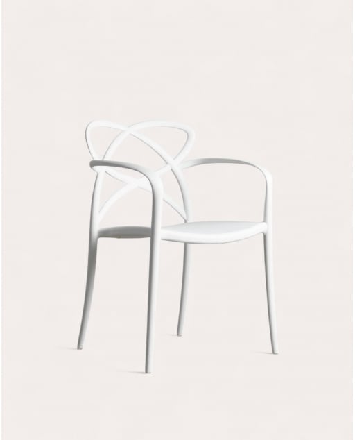 Chaise de Salle à Manger en Polypropylène avec Accoudoirs Cielo - Blanc