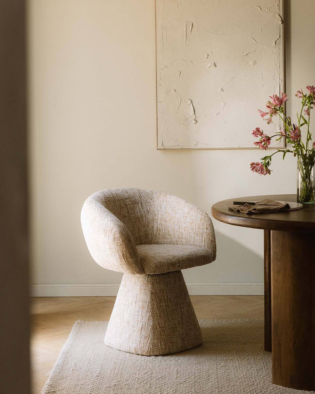 Chaise de Salle à Manger Pivotante en Tissu et Métal Laura, image de la gelerie 2