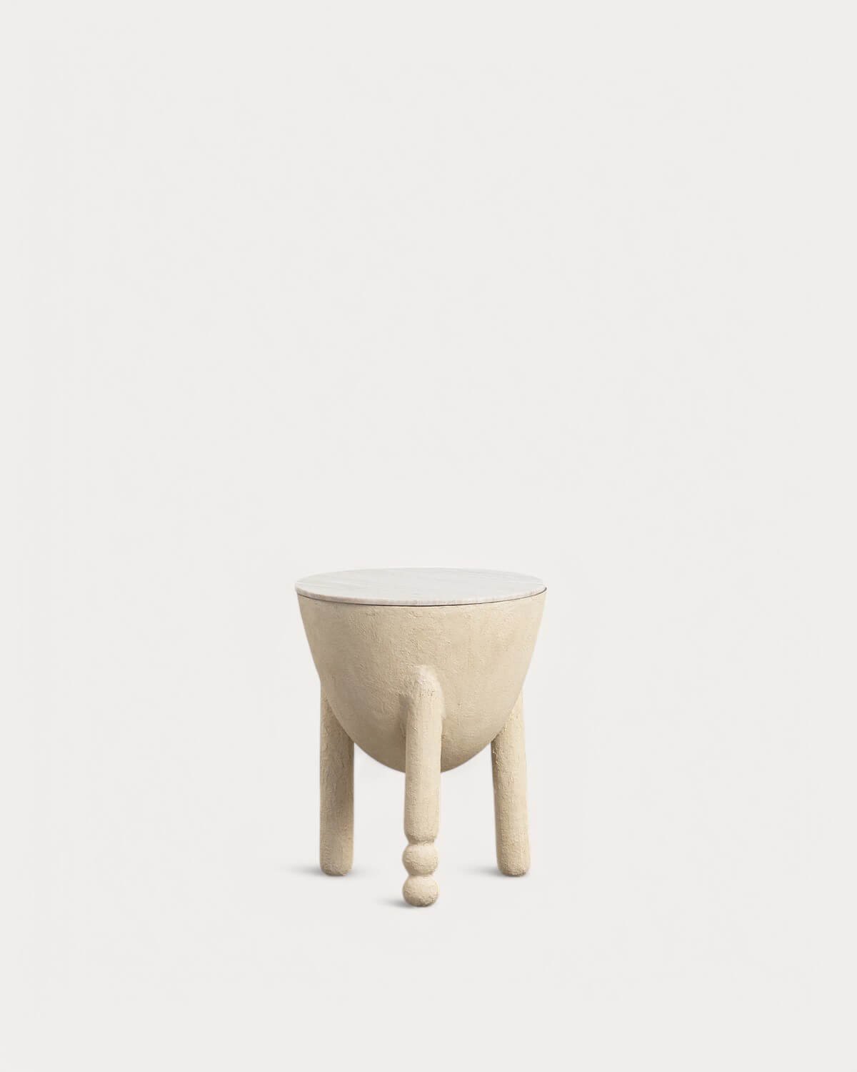 Table d'Appoint de Rangement Ronde en Marbre et Métal (Ø40,5 cm) Lefti, image de la gelerie 1
