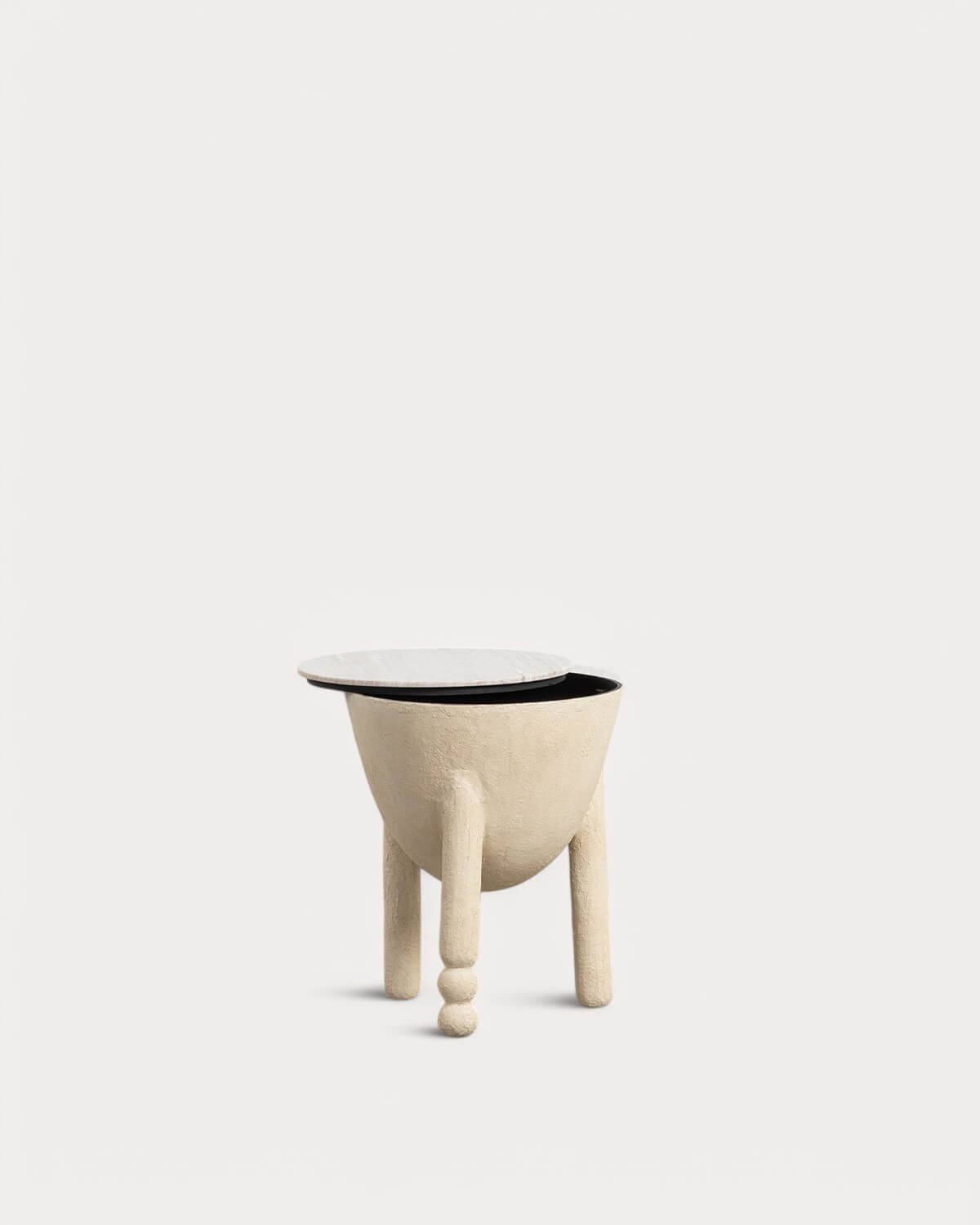 Table d'Appoint de Rangement Ronde en Marbre et Métal (Ø40,5 cm) Lefti, image de la gelerie 2