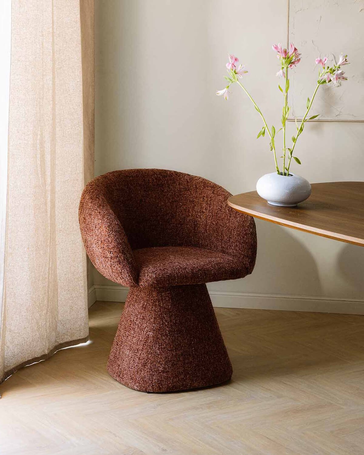 Pack de 4 Chaises de Salle à Manger Pivotantes en Tissu et Métal Laura, image de la gelerie 2