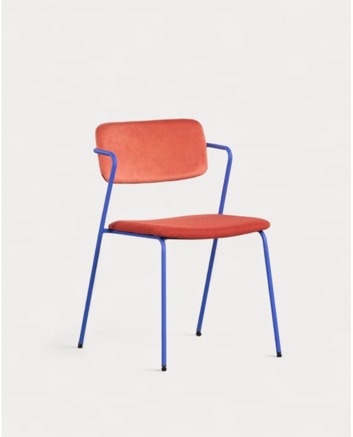 Chaise de Salle à Manger en Velours et Tissu Irun - Rouge Chili