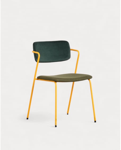 Chaise de Salle à Manger en Velours et Tissu Irun - Vert Grove