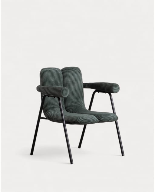 Pack 2 Fauteuils en velours Côtelé Épais et Métal Elles