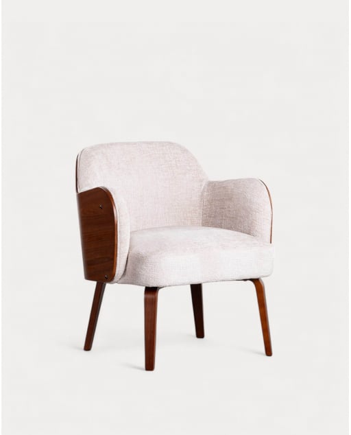 Pack 2 Fauteuils avec Accoudoirs en Bois et Tissu Denia