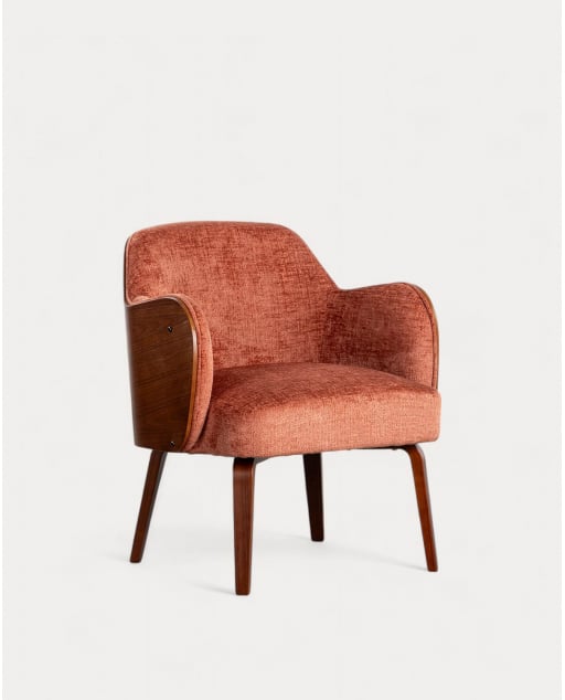 Pack 2 Fauteuils avec Accoudoirs en Bois et Tissu Denia