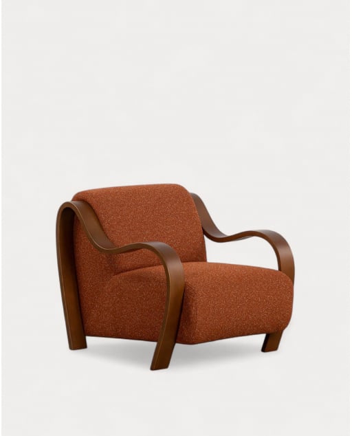 Pack 2 Fauteuils en Bois et Tissu Curved