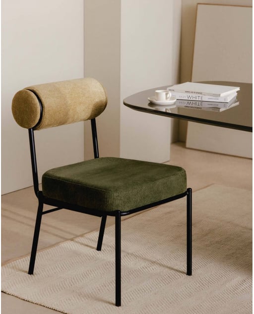 Pack 4 Chaises de Salle à Manger en Tissu et Métal Elin