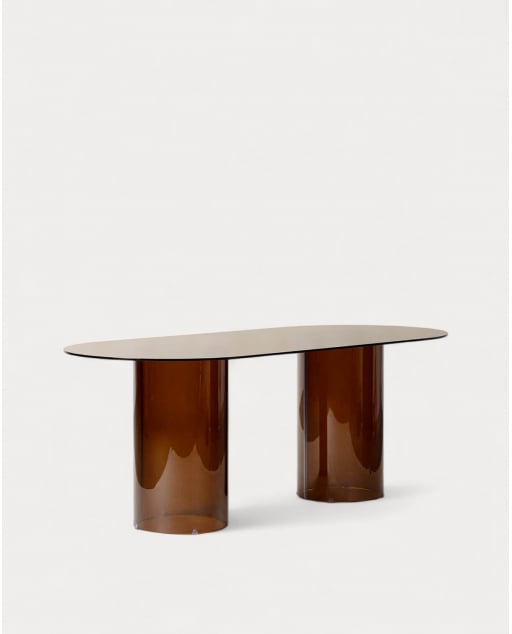 Table de Salle à Manger Ovale en Verre Trempé (200x90 cm) Kolu