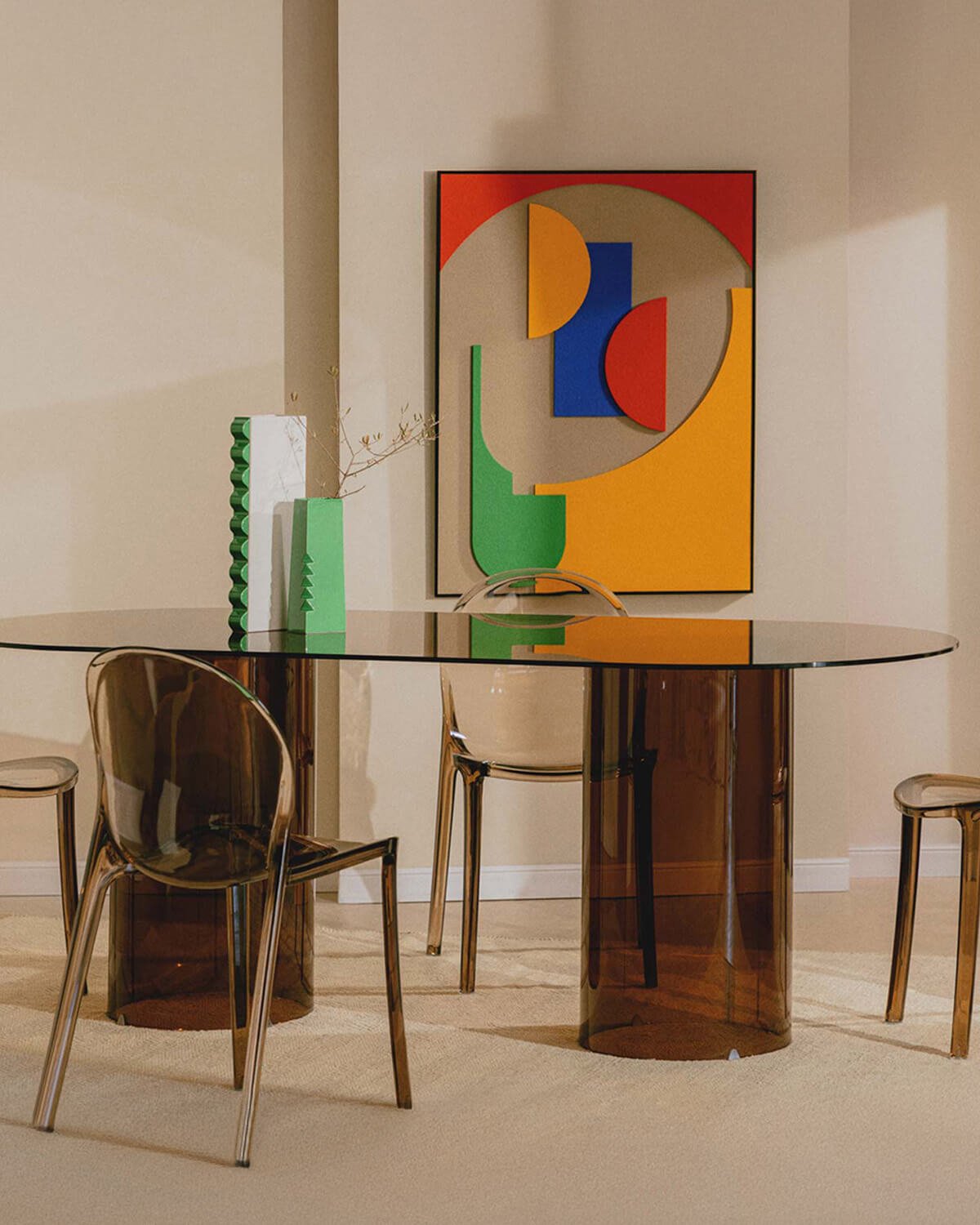 Table de Salle à Manger Ovale en Verre Trempé (200x90 cm) Kolu, image de la gelerie 2