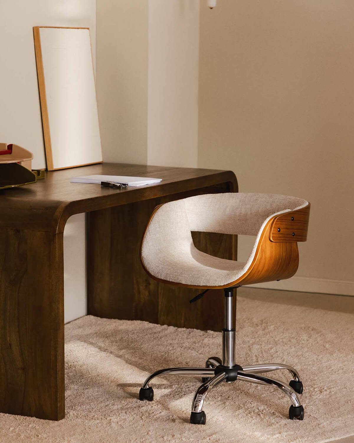 Chaise de Bureau Réglable en Bois et Tissu Berlin, image de la gelerie 2