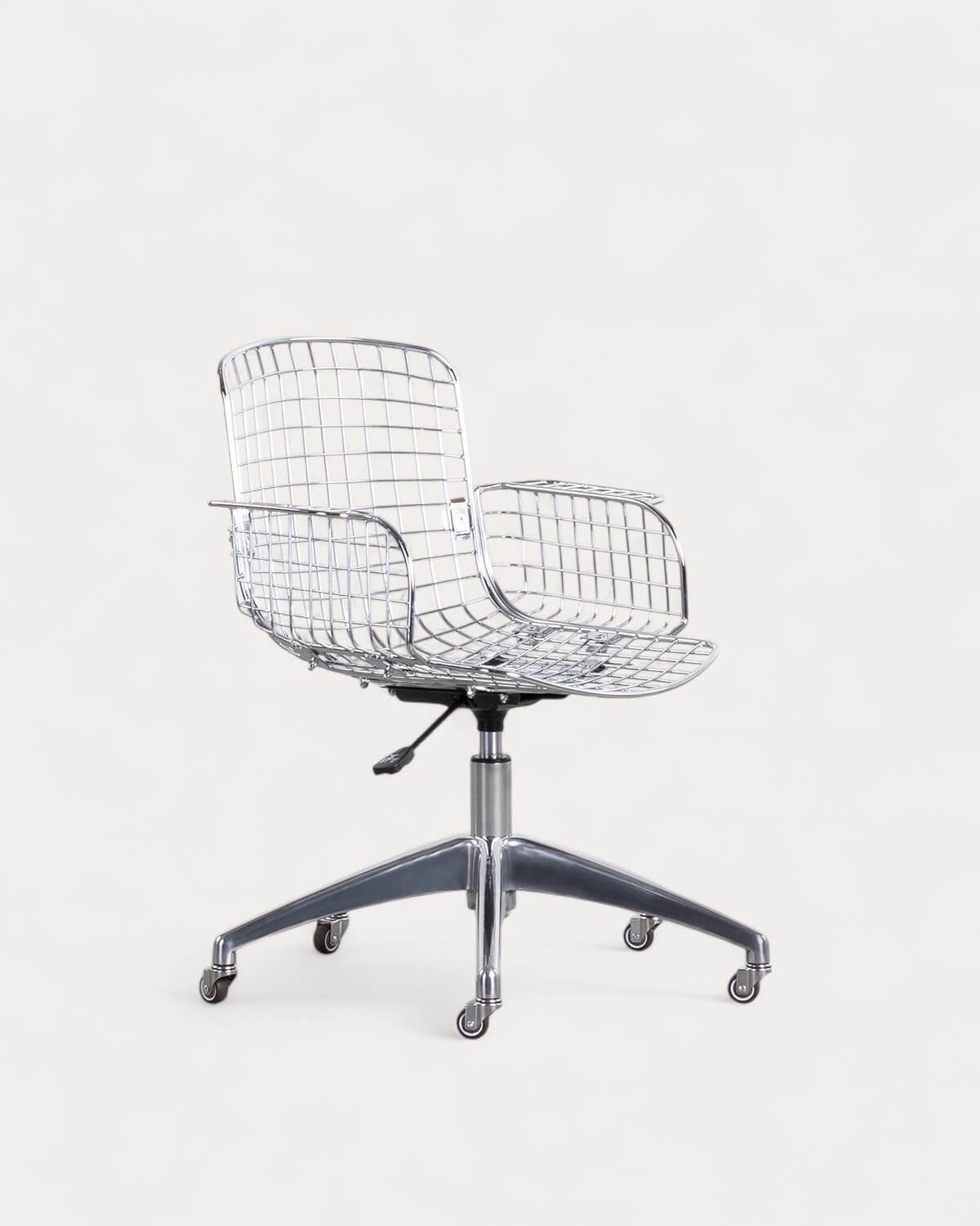 Chaise de Bureau Vintage en Métal à Dossier Haut Aras, image de la gelerie 1