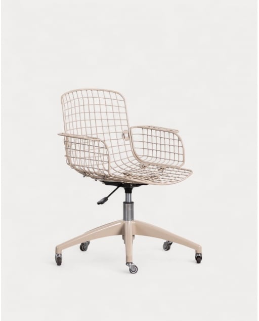 Chaise de Bureau Vintage en Métal à Dossier Haut Aras - Brun d'Arabie