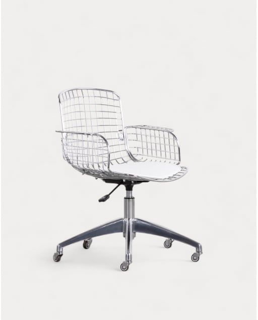 Chaise de Bureau Vintage en Métal à Dossier Haut Aras