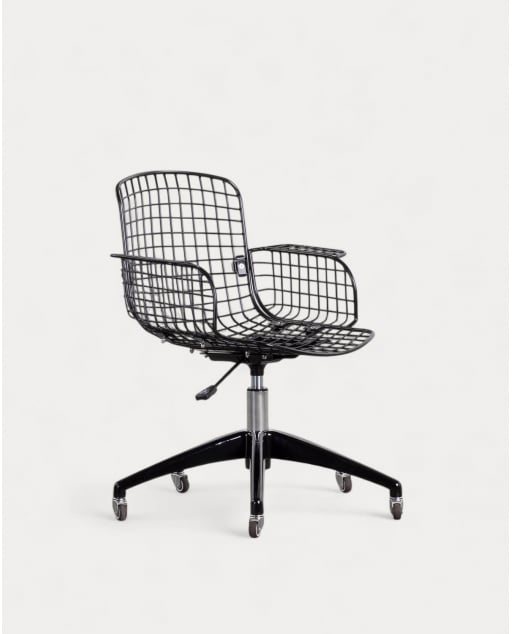 Chaise de Bureau Vintage en Métal à Dossier Haut Aras