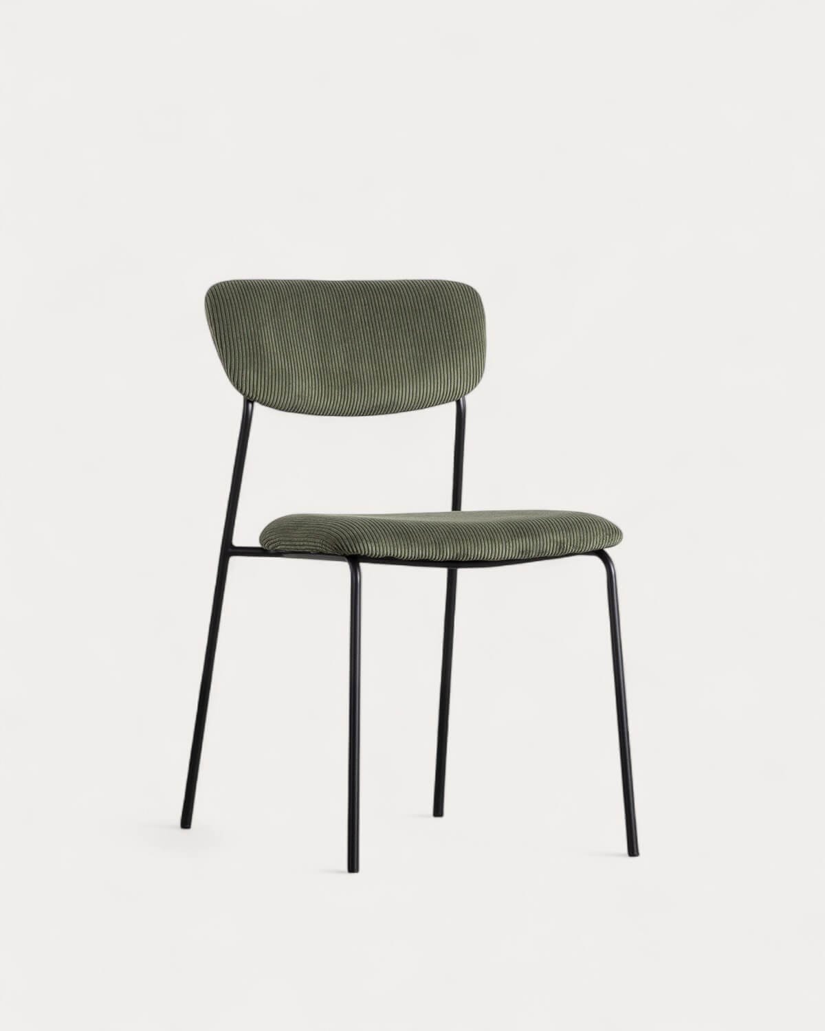 Chaise de Salle à Manger en Velours Côtelé et Métal Morgan, image de la gelerie 1