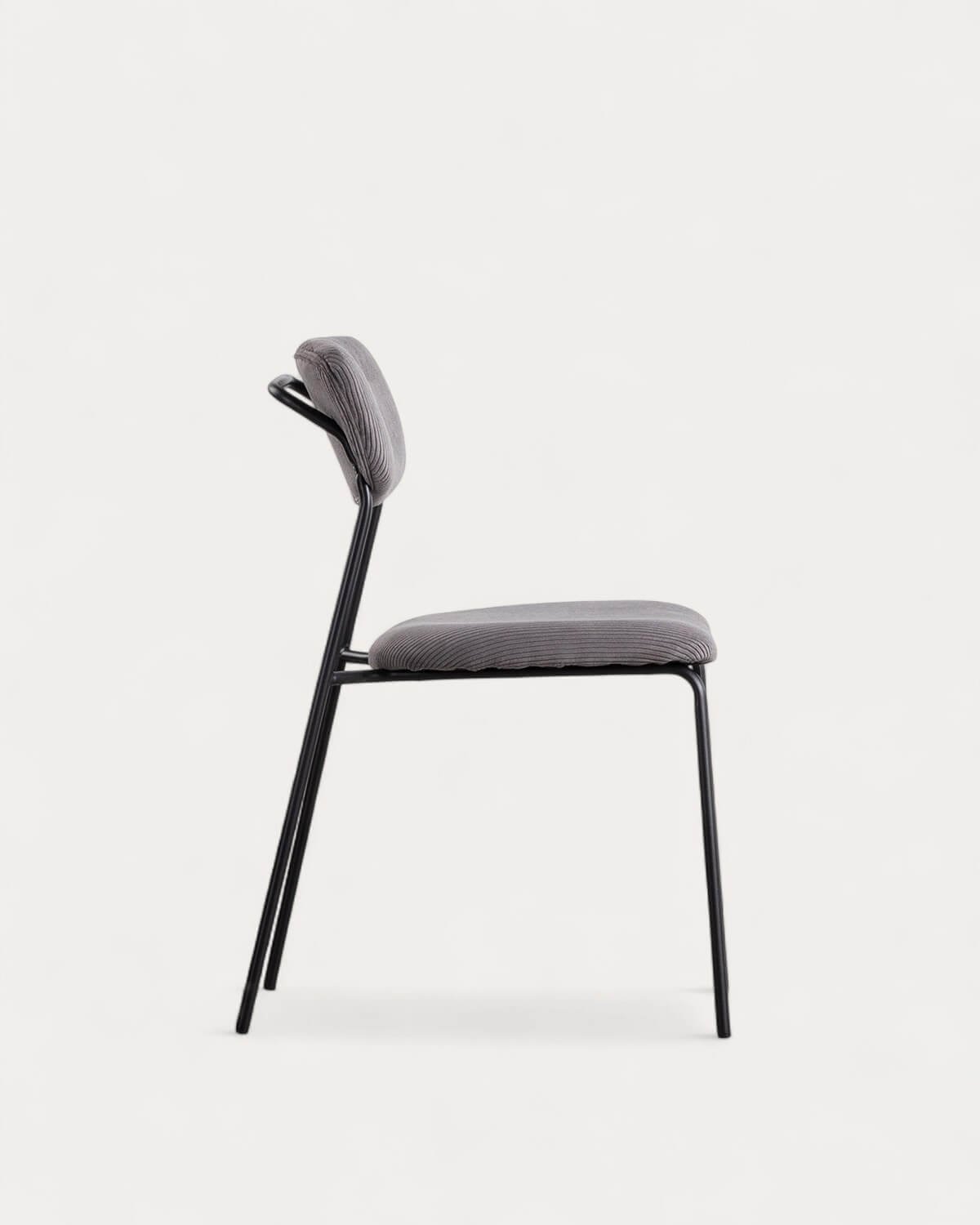 Pack 2 Chaises de Salle à Manger en Métal et Velours Côtelé Morgan, image de la gelerie 4