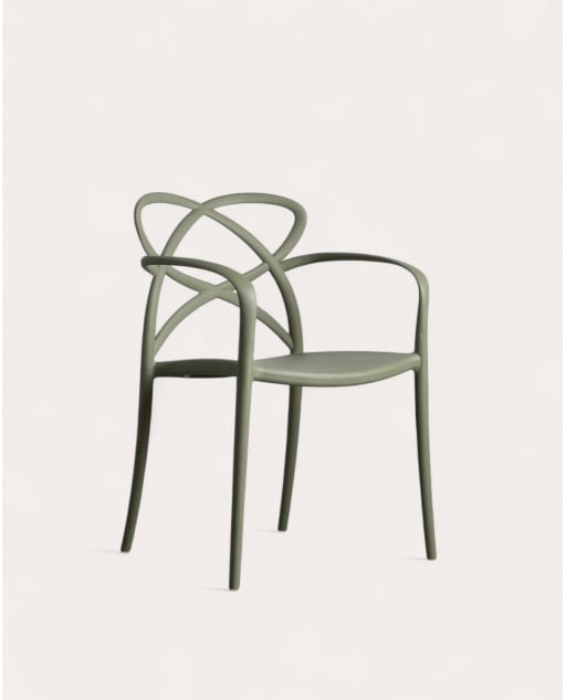 Chaise d'Extérieur en Polypropylène avec Accoudoirs Cielo - Vert grisâtre