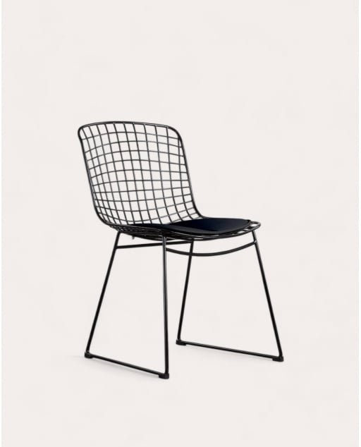 Chaise de Salle à Manger en Métal à Dossier Haut Aras - Noir