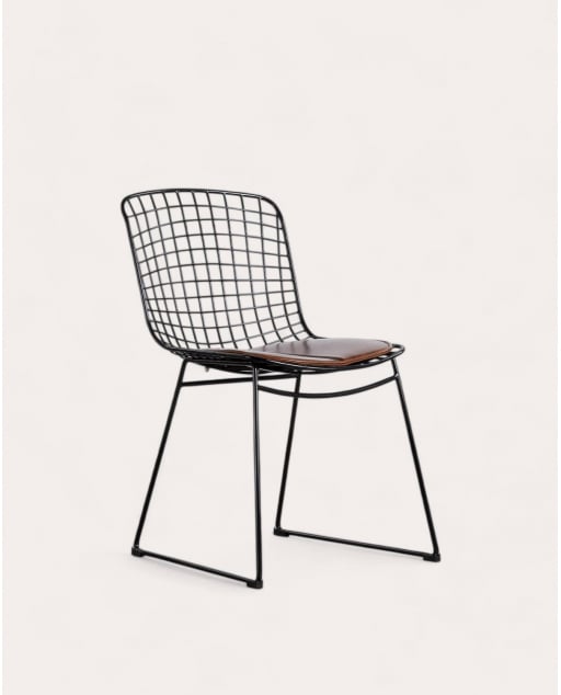 Chaise de Salle à Manger en Métal à Dossier Haut Aras - Noir