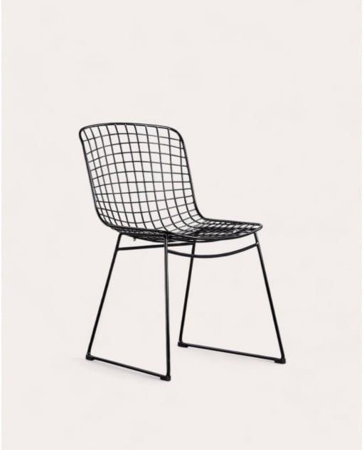 Chaise de Salle à Manger en Métal à Dossier Haut Aras - Noir