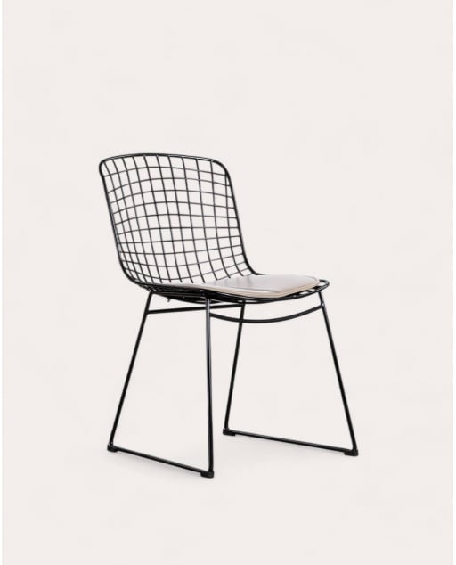 Chaise de Salle à Manger en Métal à Dossier Haut Aras - Noir