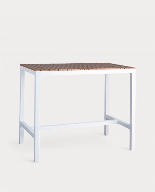 Table Haute d'Extérieur en Acier (130x70 cm) Korce - Blanc Polar
