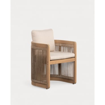 Chaise d'Extérieur en Bois d'Acacia avec Coussins Mirla Bois d'Acacia Clair - The Masie