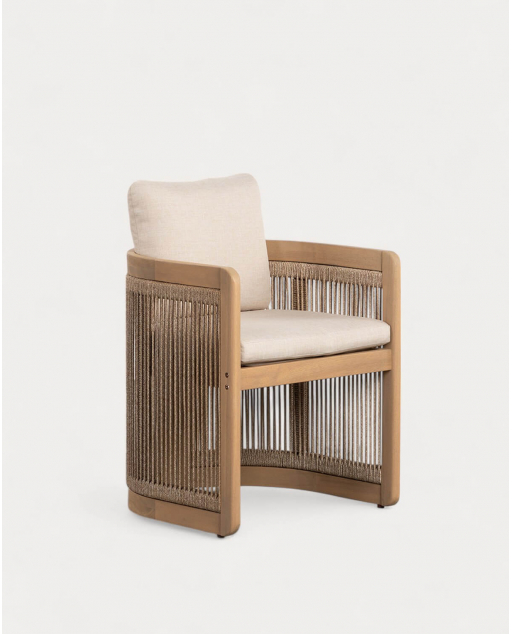 Pack de 2 Chaises d'Extérieur en Bois d'Acacia avec Coussins Mirla