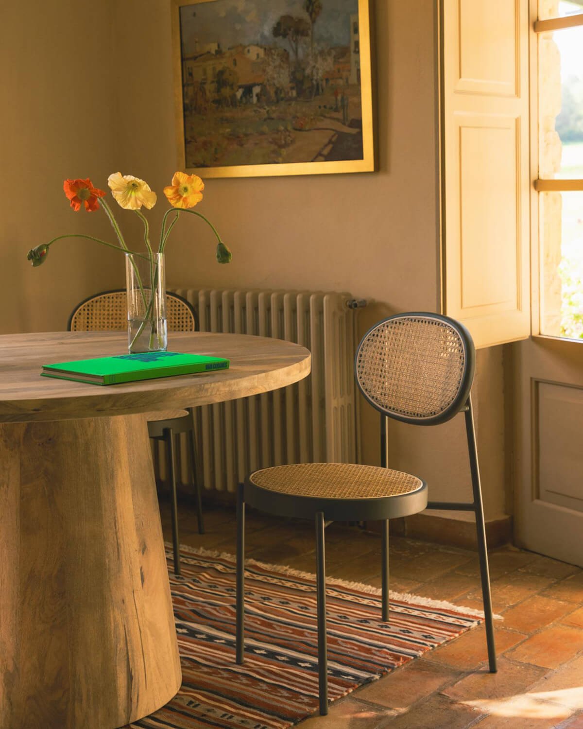 Pack 4 Chaises de Salle à Manger en Métal et Rotin Naturel Vili, image de la gelerie 2