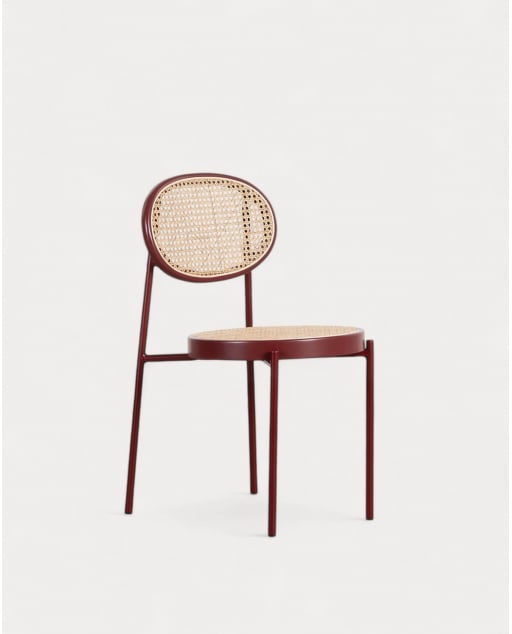 Pack 4 Chaises de Salle à Manger en Métal et Rotin Naturel Vili