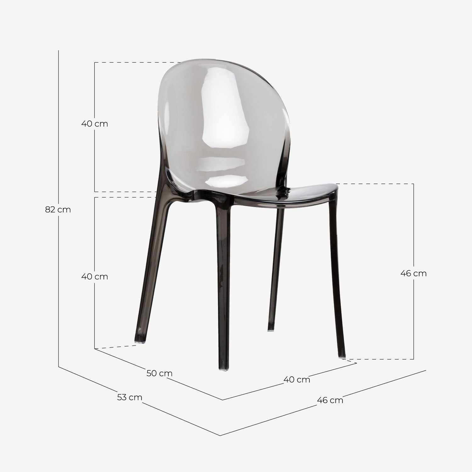 Chaise de Salle à Manger en Polycarbonate Imatra , dimensions