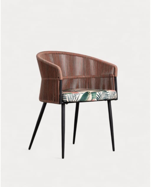 Chaise de Salle à Manger en Velours et Corde Drean - Tropical