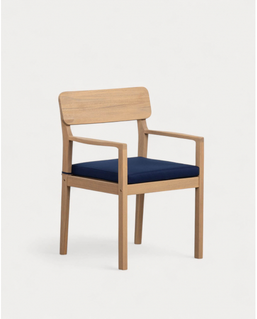Chaise d'extérieur avec accoudoirs en bois d'acacia Mirla - Bleu Storm