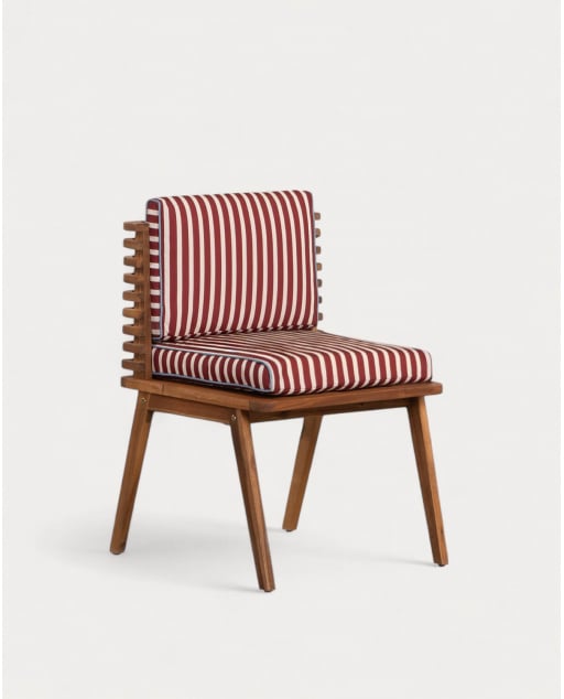 Chaise d'Extérieur en Bois d'Acacia avec Coussins en Tissu Hazan