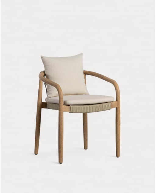 Pack 2 Chaises d'Extérieur en Bois d'Acacia avec Coussin Loli